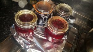 Finished jars of beetroot relish